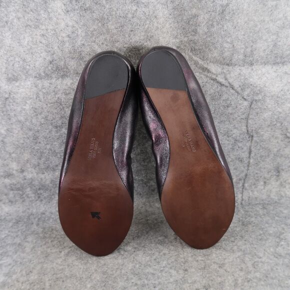 Vera Wang Shoes Womens 7.5 Ballet Flats Peep Toe Formal Wedding Purple Metallic - Picture 13 of 16